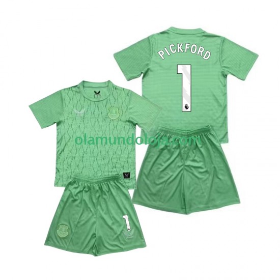 Camisola Everton Pickford 1 Guarda-redes Criança Equipamento Primeiro 2025-2026 Manga Curta